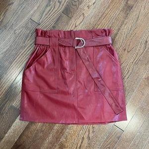 Do+Be red faux leather skirt